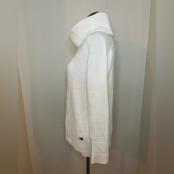 Tommy Hilfiger cowl neck white cable knit sweater size medium - Picture 6 of 10
